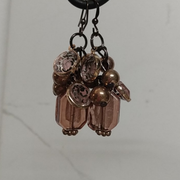 Jewelry - Brown Leopard Spot Glass Bead Earrings NWOT